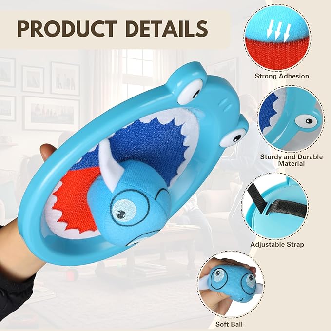 Waterproof Toss and Catch Ball Set for Kids Ages 3–8 – Soft & Safe Paddle Game with Cute Shark Design – Ideal for Beach, Pool, Bathtub, and Backyard Summer Fun