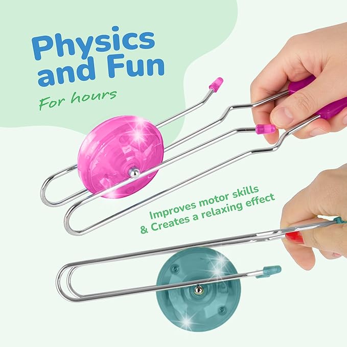 ArtCreativity Retro Light Up Gyro Wheels Set for Kids- Includes 6, 8.5 Inch Rail Twisters, Mesmerizing Spinning and Lighting Effects Design- Top Fun Gift for Boys and Girls