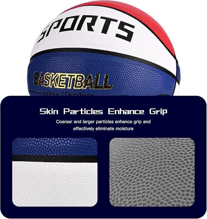 KUYOTQ Kids Youth Adult Size 3/4/5/6/7 (22/25.5/27.5/28.5/29.5") Basketball Premium Rubber or Faux Leather Basketball Indoor Outdoor Basketball for Boys Girls Womens Mens Basketball Gifts (Deflated)