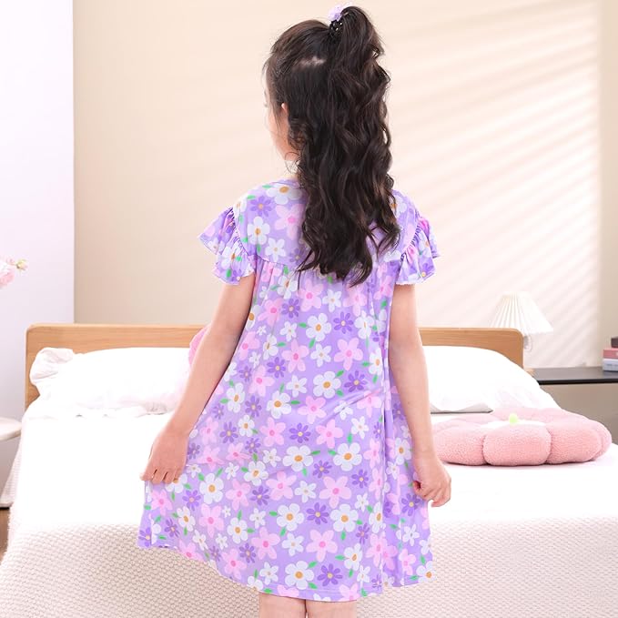 ICOSY Matching Doll & Girls Nightgowns Clothes Girls Pajamas Sleepwear Outfit for Kids and 18" Girl Doll