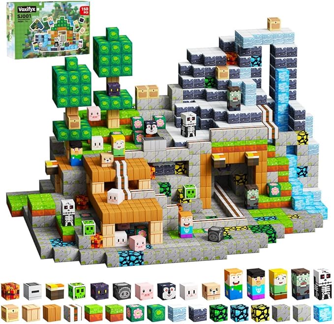 150PCS Magnetic Building Blocks Set Toys, Kids Classroom Magnet Blocks Toy for Toddlers STEM Learning, Construction Stacking Toy for Kids Boys and Girls Christmas Birthday Gifts