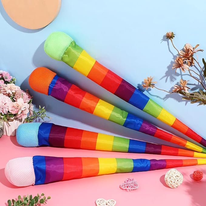Leyndo 8 Pcs 26 Inch Throw and Catch Balls with Rainbow Tail, Fun Colorful Sports Comet Balls Playground Toys for School Classroom Beach Outdoor Camping Healthy and Fun Games (Multi Color)