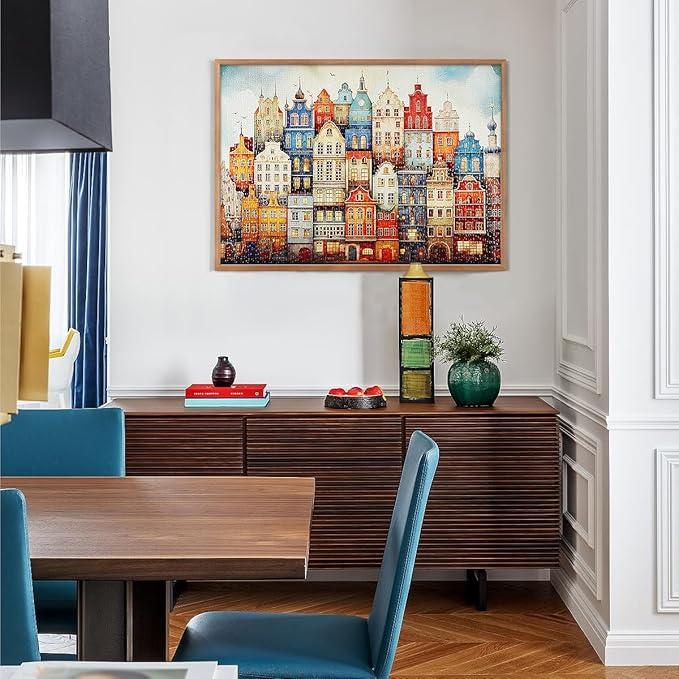 MISITU 1000 Pieces Jigsaw Puzzles for Adults Teens Challenging Difficult Puzzles Impossible Puzzles Art Craft Puzzle Games Toys Gifts Colorful Castle House Jigsaw Puzzle 28 x 20 inch