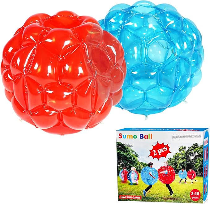 SUNSHINEMALL 2 Pack Inflatable Bumper Balls for Kids & Adults Giant Sumo Balls Bounce Body Bumpers Buddy Zorb Ball Outdoor Toys Gifts Yard Human Bubble Ball Hamster Ball