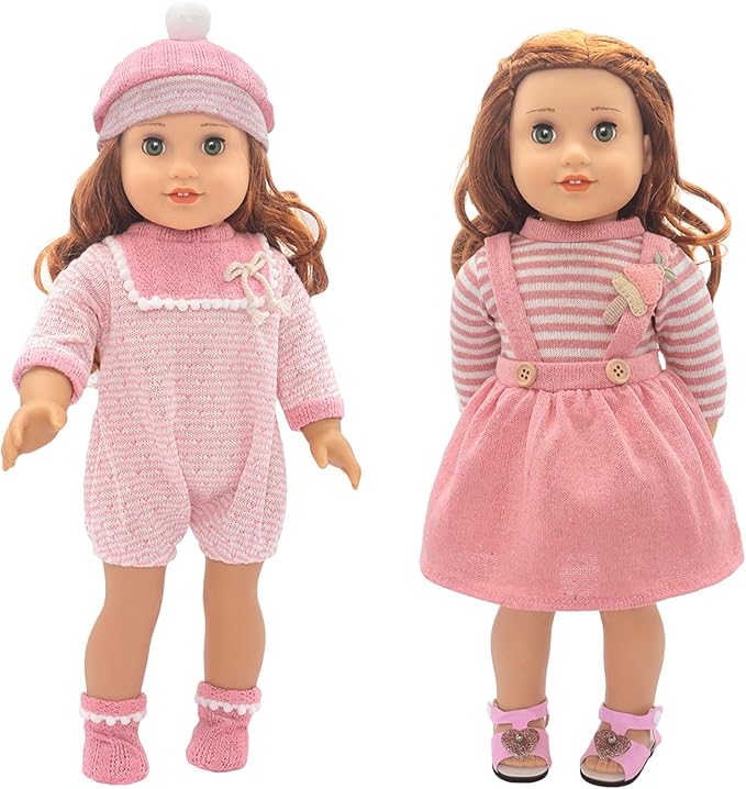 14-16 Inch Doll Clothes Dress and Accessories with Hat Socks 4-packs for 14-16 Inch Baby Doll (Not Include Doll)