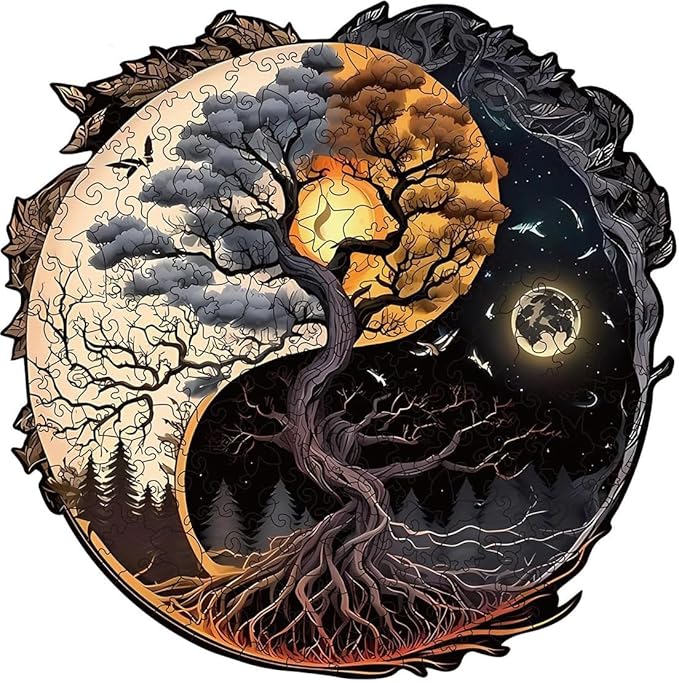 Wooden Puzzles for Adults, 200 Pieces Tree of Life Puzzle Uniquely Irregular Animal Shaped Wooden Jigsaw Puzzles, Creative Gift for Teenagers and Adults