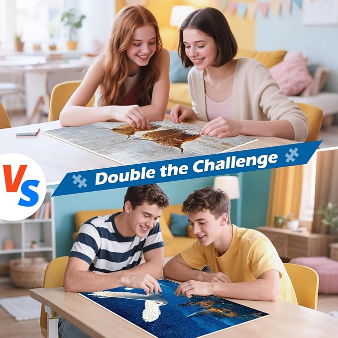2 Pack 500 Pieces Puzzles for Adults,Yak Animal Jigsaw Puzzles 500 Pieces,Owl Castle Adult Puzzles for Adults 500 Pieces Puzzle with Letters on Back Colorful Challenging Puzzles Family Game Gift