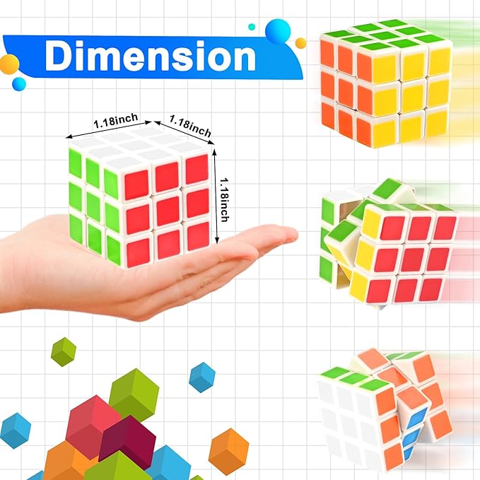 GOLDGE 24 Mini Cube Puzzles, 1.18in 3x3 Magic Cube Set, Bulk Party Favors for Kids, Students School Rewards, Classroom Prizes, Goody Bag Filler, Stocking Stuffers, Birthday, Easter