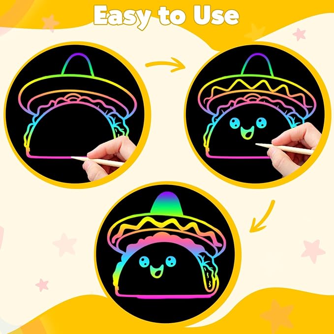 ZMLM Scratch Rainbow Art Paper Set - 100Pcs Magic Scratch Off Art Craft Supplies Kits for Kids Girls Boys Black Scratch Notes Sheet Doodle Pad for Fun DIY Toy Easter Gift Birthday Party Favors