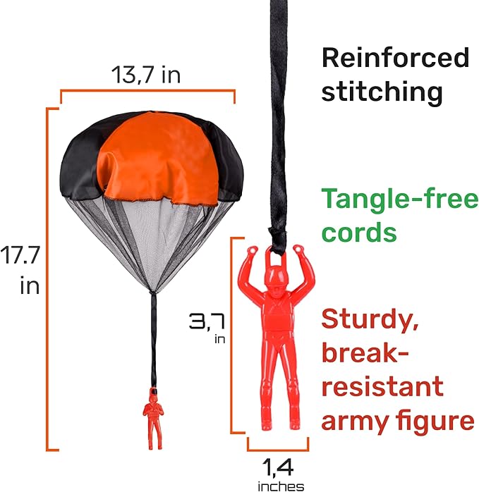 nutty toys Parachute Toys for Kids - Tangle Free Outdoor Flying Parachute Men, Top Indoor & Outside for 3 4 5 6 7 8 9 10 11 12 Year Old, Best Easter Basket Stuffers Idea 2026, Unique Boy & Girl Gifts