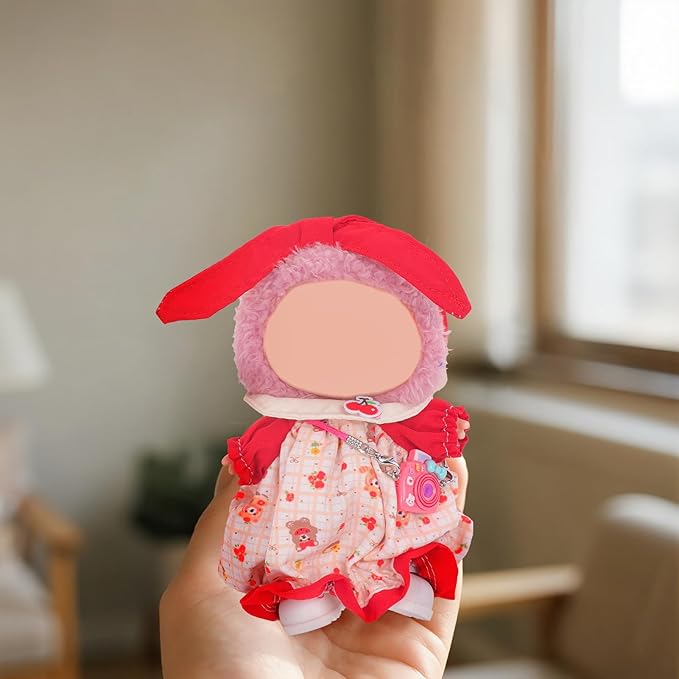 Used for Labubu Doll Outfit Clothes Designer Set,Compatible with Labubu Clothe Accessories for Doll (Red - Cherry Dress)