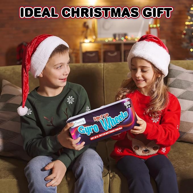 ArtCreativity Retro Light Up Gyro Wheels Toy - 2 Pack 8.5 Inch - Stocking Stuffers, Sensory Fidget Toys, Kids Classic Vintage Nostalgia Yoyo, Autism-Friendly Gift, Fun for Boys & Girls