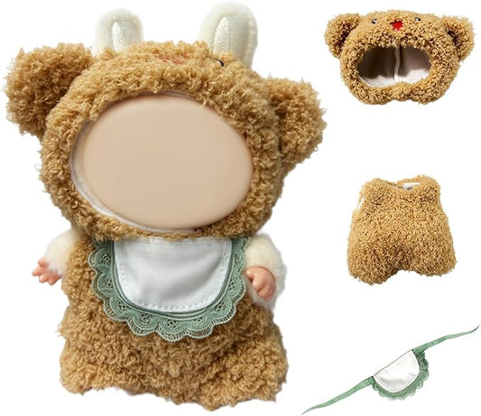 17cm Doll Clothes, Clothes for Dolls Outfit, Accessories for Dolls Clothes, Cute Clothes Set for Doll,No Doll Included(Khaki)