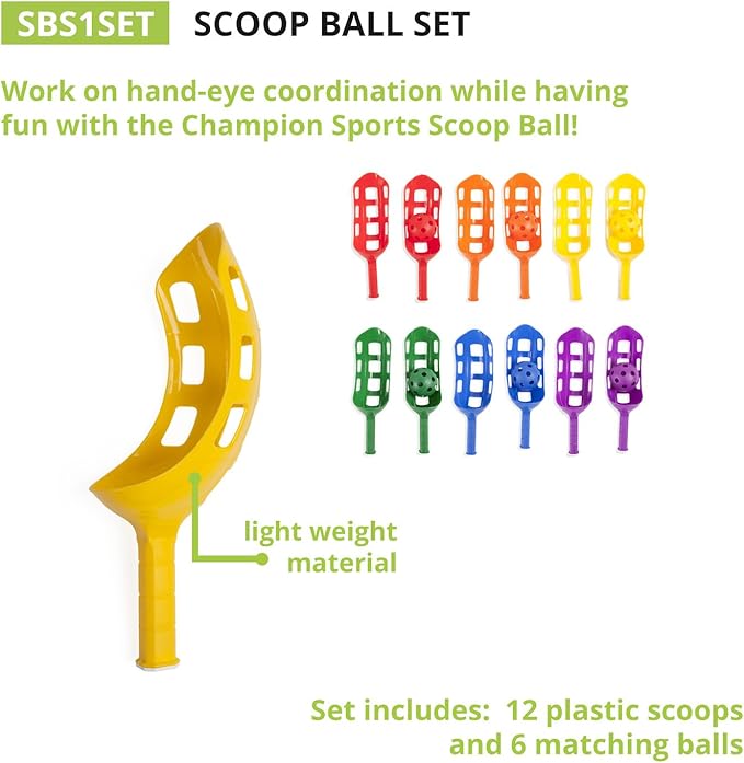 Champion Sports Scoop Ball & Catch Games – Lightweight Plastic Toss & Catch Sets for All Ages