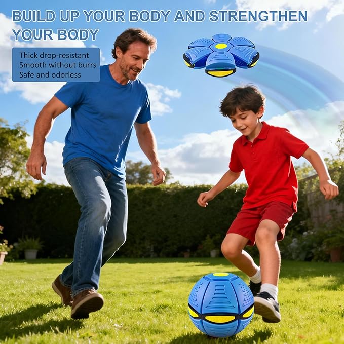 Magic Bouncing Ball 6-Light Dual Form – Pop up, Meta Ball Metaball Transforming Design – Flying Saucer Bouncy – Interactive Bouncing Balls for Parent-Child Interaction – Gift Pack – Blue
