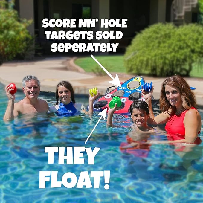 Skip NN' Hole Game Mode | Targets NOT Included | Pool Toys | Skipping Stones Meets Playing Catch with Soft Floating Stonnes | Fun for The Pool, Lake, Beach |