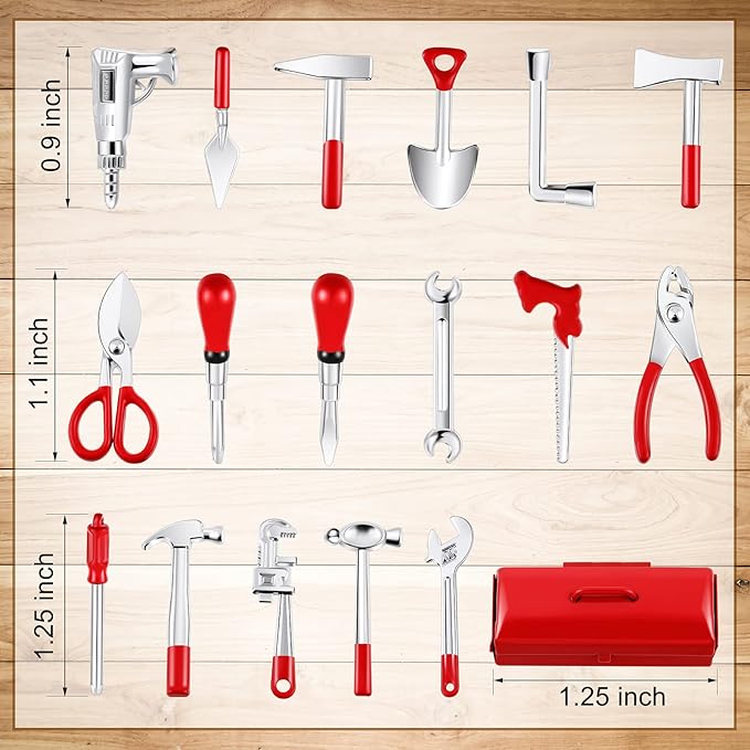17PCS 1:12 Miniature Doll House Tools Metal Home Repair Tools Set Multifunctional Tiny Tool for Party Dollhouse Decoration Accessories Mini Yard Supplies Creative Pretend Toy