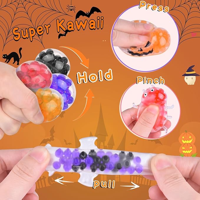 40Packs Halloween Mochi Squishy Toys for Kids Halloween Party Favors Goodie Bags Fillers Stuffers Squishies Halloween Treats Bags Gifts Squishy Fidget Toys Stress Relief Squeeze Toys Prizes for Kids