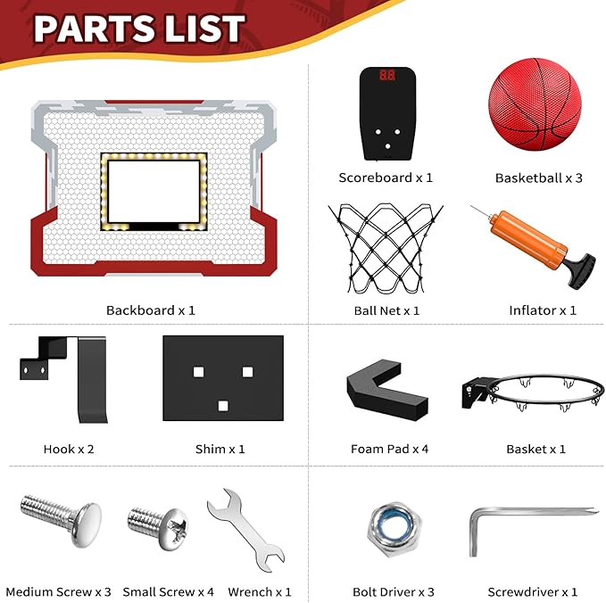 Over The Door Basketball Hoop, Basketball Toys Gifts Ideas for Man Kids Teens Boys Girls
