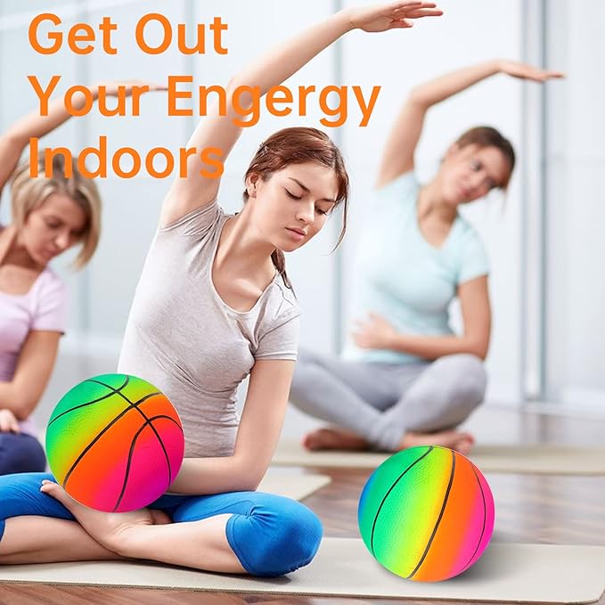 Visen 4Pcs Rainbow Playground Balls for Kids&Adults with 1 Hand Pump,8.5Inch Colorful Rubber Bouncy Balls,Inflatable Multi Colors Kick Balls Handball,Durable Indoor&Outdoor Play Toys