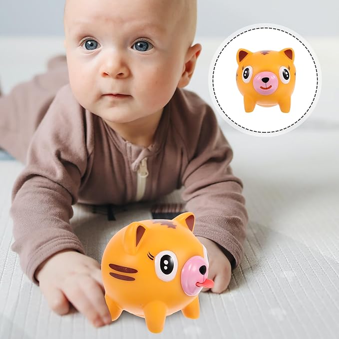 TOYANDONA Squeeze Toy for Kids - Tiger Tongue Stick Out Animal Tongue Out Toy Squeeze Ball for Stress Relief Fun Kids Adults Birthday Party Favors Easter Basket Goodie Bag Stocking Stuffers, Orange