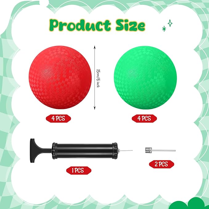 Dodgeballs Inflatable Kickball with Hand Pump Playground Ball Rubber Handball Bouncy Balls for Outdoors Gym Camps Picnic