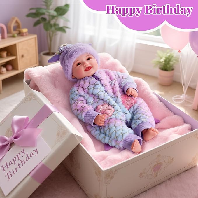BABESIDE Mermaid Baby Doll Girl-17inch Realistic Soft Baby Dolls with Sparkling Mermaid Outfit & Accessories, Cute Mermaid Toys for 3+ Year Old Girls Gifts, Pretend Play, Collection