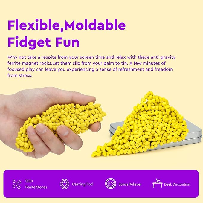 500+ Original Ferrite Putty Yellow, Sensory Stones, Adult Fidget Stress Relief Desk & Office Item, Ferrite Stones Stocking Stuffers Gifts