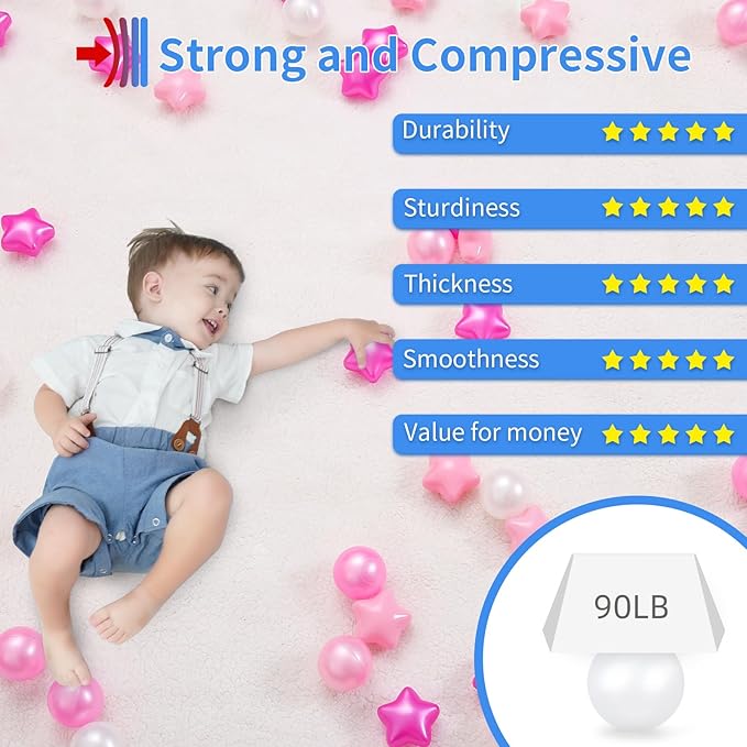 Star Ball Pit Balls for Toddlers -100pcs Phthalate Free BPA Free Non-Toxic Crush Proof Play Balls Play Tent Pool Playhouse Playpen Party Decoration.