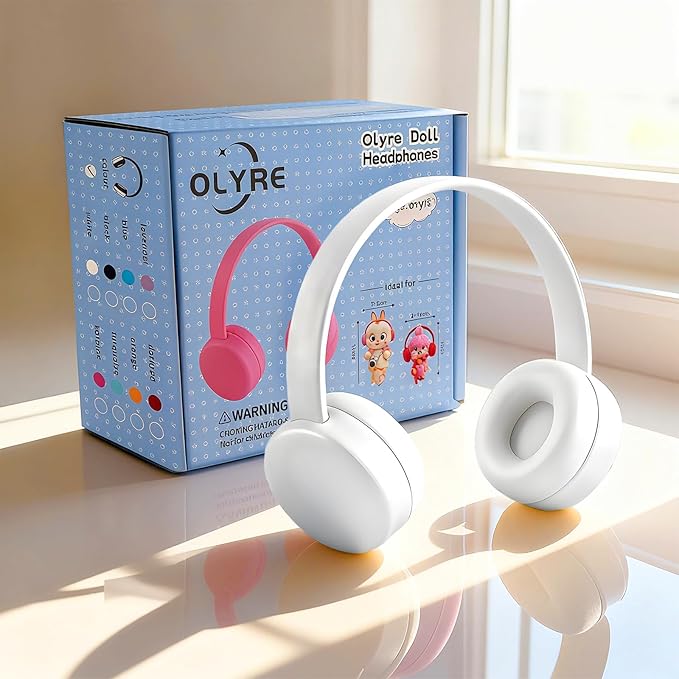 Olyre Doll Headphones for Dolls, Fits 17cm(6.69") Height Trendy Dolls or 1/6 BJDs, Miniature Headset Costume/Clothing Accessory (Doll Not Included) (White)
