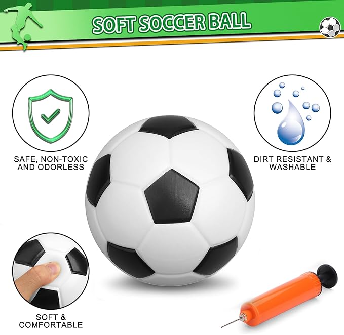 5 PCS 6 Inch Mini Soccer Ball Set with Pump, PVC Soft Toddler Soccer, Indoor Outdoor Sports Toys for Kids, Pool Beach Lawn Games, Classic Black White Training Balls, Birthday Gift for Boys Girls