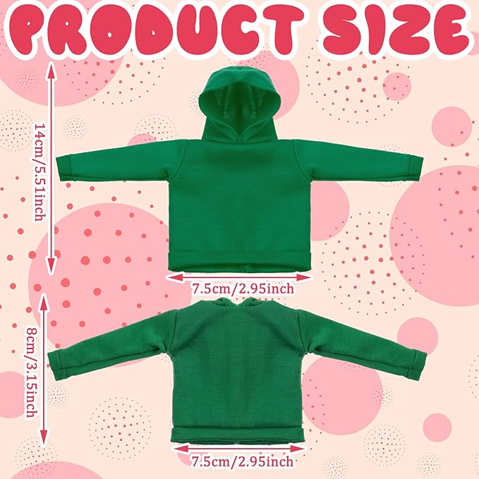 Bencailor 4 Pcs Doll Clothes Winter Sweater Hoodie Accessories Cute Hoodie Clothing Set(Pink Red Orange Green,11.5 Inch Doll)