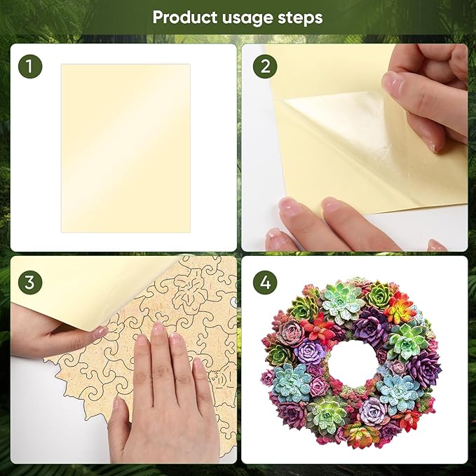 Delobil Succulent Garland Wooden Puzzles for Adults, 500 Pieces Mandala Jigsaw Puzzles, Unique Shaped Royal Size Wood Puzzle Gift for Kids, Family Game 17.6'' x 16.5''