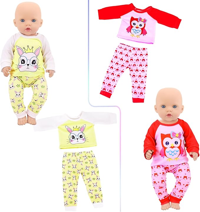 ZITA ELEMENT 5 Sets Baby Doll Clothes Outfits Casual Wear for 14-18 Inch Doll, Doll Clothes for Alive Doll 10 Pcs Baby Doll Accessories for Baby Doll Reborn, 18 Inch Girl Doll (No Doll)