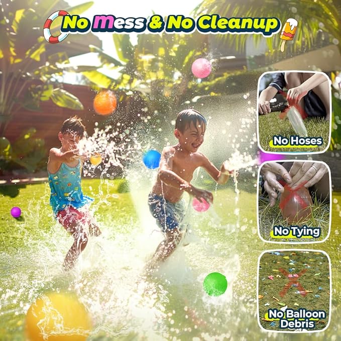 Reusable Water Balloons, Water Bombs Splash Ball, Magnetic Water Ball for Outdoor Games, Summer Party(8Pcs)