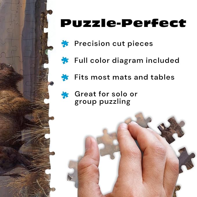Buffalo Games – Hautman Brothers Majestic Bison 1000 Piece Jigsaw Puzzle for Adults, Western Wildlife Landscape