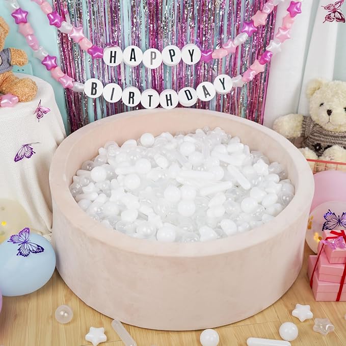 STARBOLO 200pcs Ball Pit Balls for Baby and Toddler, White Mixed Shaped Balls Phthalate Free BPA Free Crush Proof Plastic Pit Balls Play Toys for Kids Ball Pit, Pool,Play Tent,Party