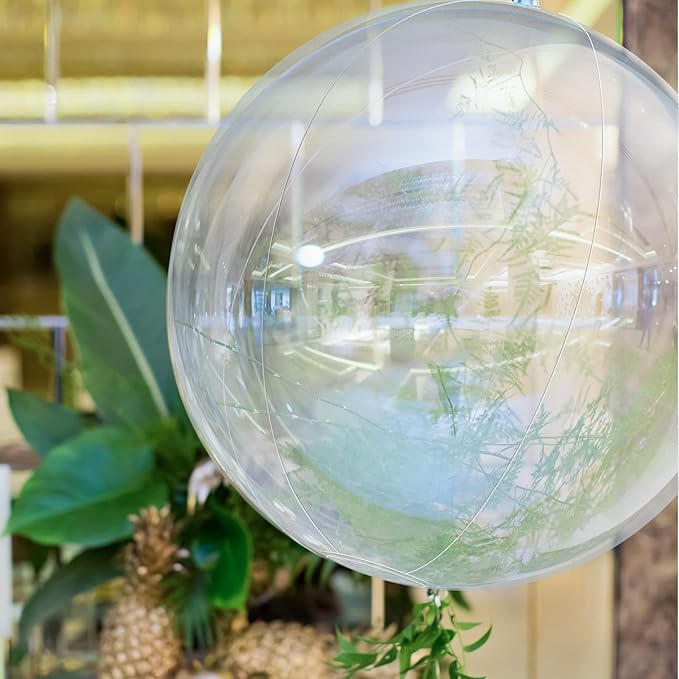 Zhanmai 6 Pieces Inflatable Clear Beach Ball 24 Inch Clear Pool Floating Ball Balloons for Under The Sea Party Decoration DIY Bubble Summer Beach Swimming Pool Hawaii Luau Party Favor