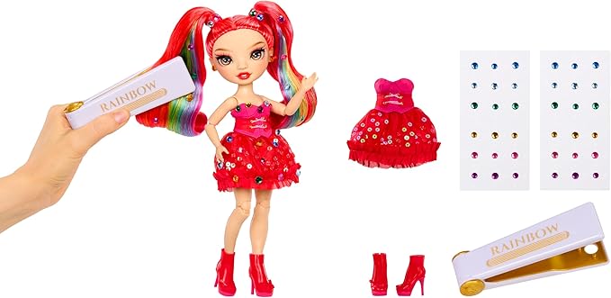 Rainbow High Be Dazzling Fashion Dolls- Vivienne Rouge (Red) with Bedazzler Tool and Sparkle Gems