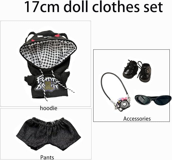 17cm Doll Clothes - 17cm Doll Outfit & Accessories,17cm Doll Hoodie Set,Hoodie+cpants+Camera+Shoes+Camera(Style-A1)