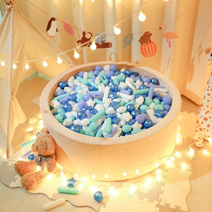 STARBOLO 500pcs Ball Pit Balls for Toddlers - Blue Ball Pit Balls Crush Proof Plastic Toy Balls for Toddlers Ball Pits, Ball Pit Play Tent, Baby Pool Water Toys,500pcs(Pearl Blue 4 Colors)