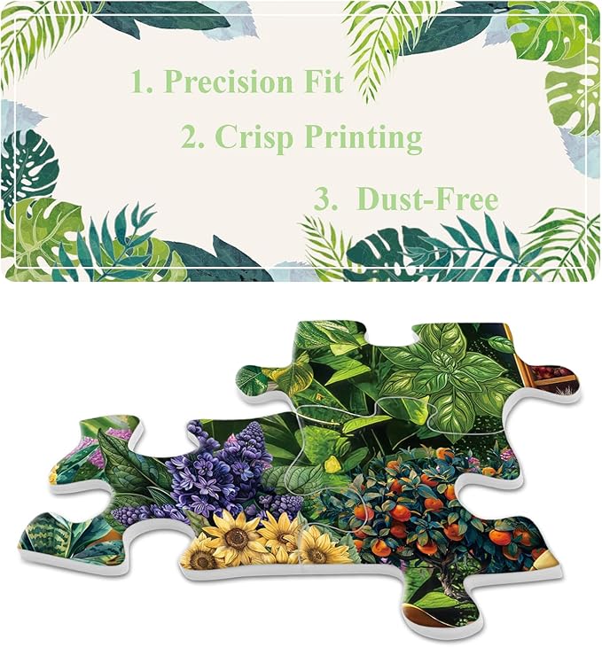 Flower Plant Garden Puzzle 1000 Pieces for Adults, Spring Greenhouse Jigsaw Puzzle Botanical, Colorful Floral Puzzle