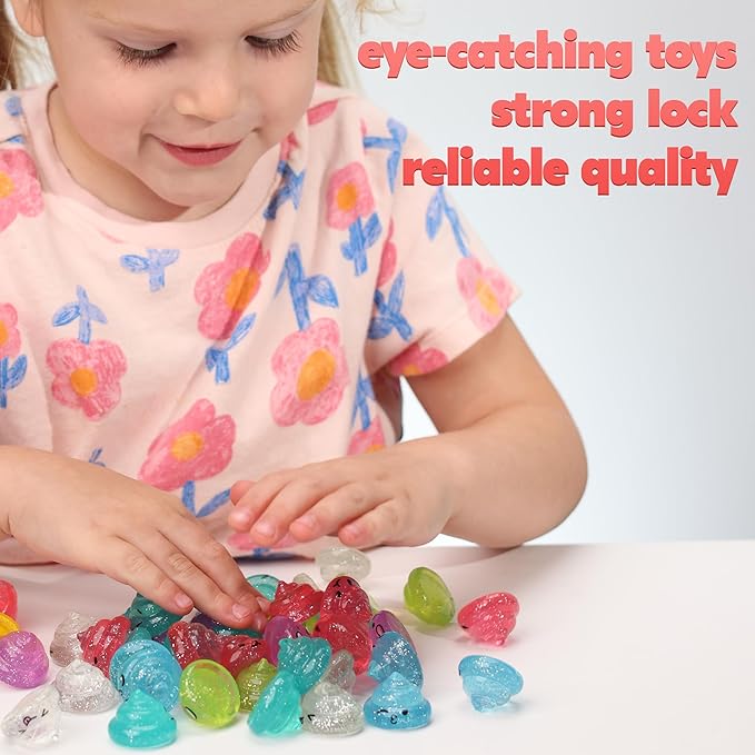 Entervending Unicorn Poop Mini Toys in Capsules - 100 Pcs of 1.1 Inch Acorn Capsule and Unicorn Toy Poop for Kids - Plastic Capsules for Toys Bulk - Vending Machine Refill