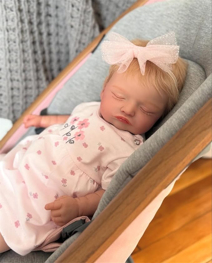 Lifelike Reborn Baby Dolls Cute Sleeping Girl 20 Inch Soft Vinyl Realistic Newborn Baby Doll Handmade Real Life Baby Dolls with Clothes Accessories Reborn Doll Toys Xmas Gift for Kids Age 3+