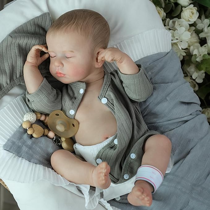 SCOM 20-Inch Realistic Reborn Baby Girl Doll, Soft Full Vinyl Body, Bathable & Poseable, Weighted Feel, Hand-Painted Details with Gift Box & Accessories, Ages 3+