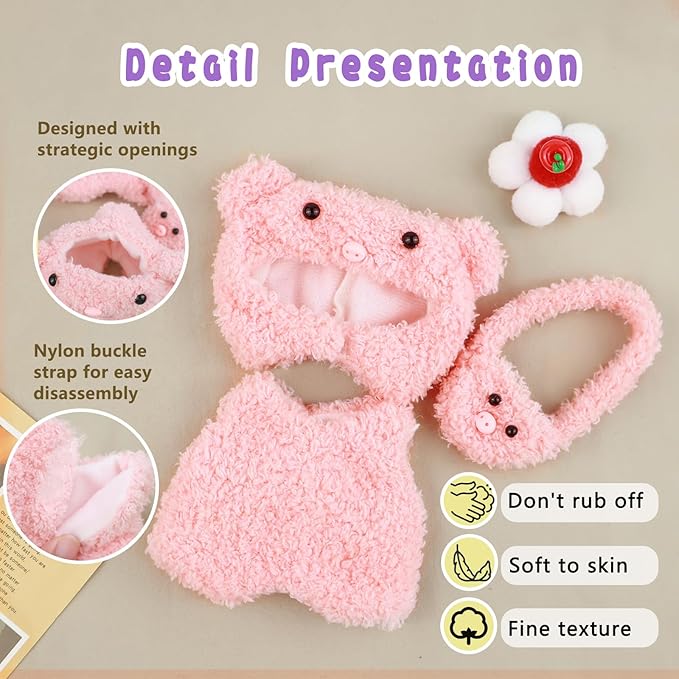Clothes for labubu 17cm Accessories Suit Cute Clothes for Doll Dress up Animal Style Outfits (NO Doll) (Pig)