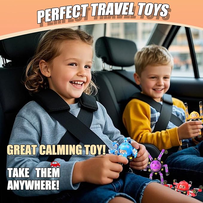 Easter Basket Stuffers Gifts for Kids Boys Girls 8Pcs Transformable Fidget Spinners for Kids Fidget Toys Teens Adults Sensory Toys with Autism ADHD Party Favors Travel Activities B