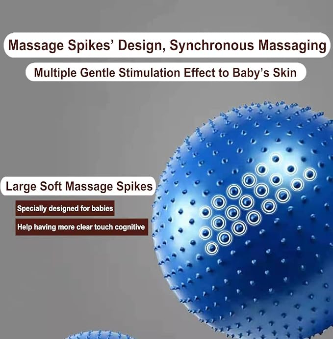Large Sensory Massage Ball for Kids, 2 Pack 33.5" 85CM Bouncy Exercise Balls for Toddlers, Big Inflatable Toys with Tactile Spikes, Outdoor Giant Yoga Balls, Large Beach Ball (Blue+Pink)