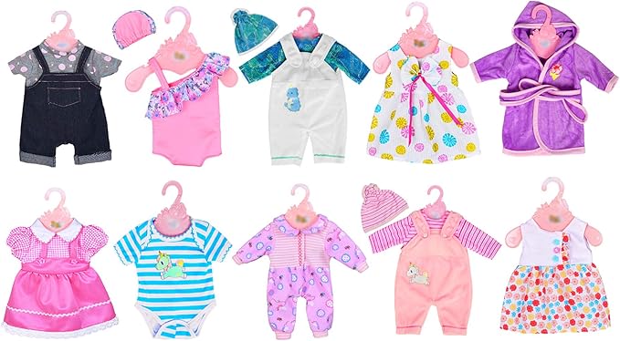 Ebuddy Doll Clothes 10 Sets Baby Doll Clothes Fit for 14-16 inch Baby Dolls，43 cm new Born Baby Dolls, 15 inch Dolls, 18 inch Dolls (Doll is not Included)
