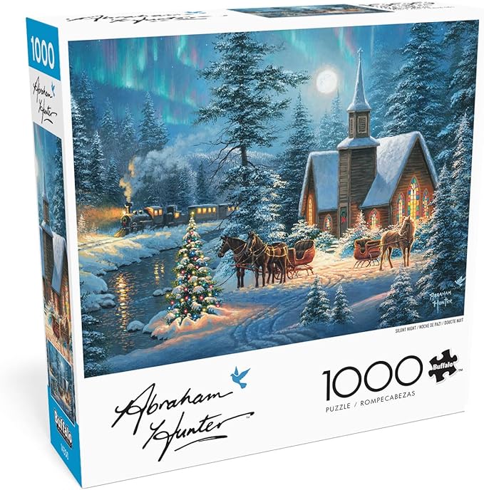 Buffalo Games – Abraham Hunter - Silent Night - 1000 Piece Christmas Jigsaw Puzzle - Festive Holiday Puzzle for Adults – Precision-Cut Pieces, Winter Artwork, Hours of Relaxing Fun